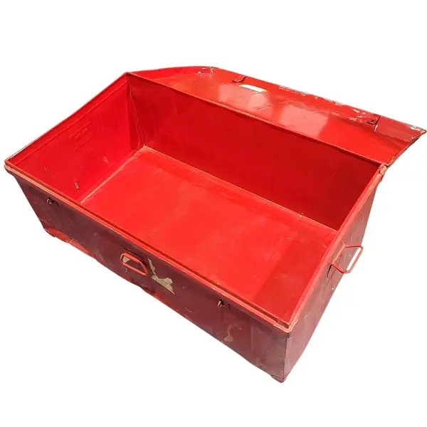 Red Metal Rolling Storage Trunk Chest on Wheels Pull Handle - Local Pickup Only