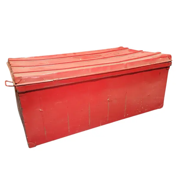 Red Metal Rolling Storage Trunk Chest on Wheels Pull Handle - Local Pickup Only
