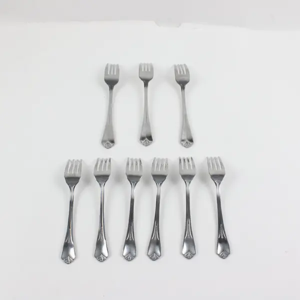 Lot of 9 Farberware Bevel Bay Forks 6in & 7.5in Used