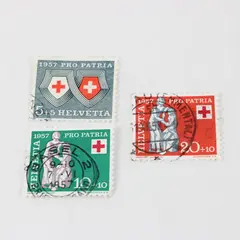 Lot Of 3 Switzerland 1957 Red Cross Stamps SC #B262-64 Used
