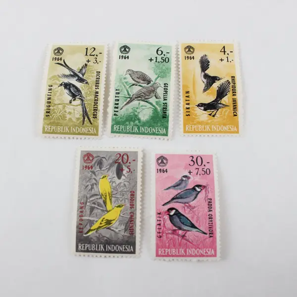 Lot Of 5 Indonesia 1964 Bird Charity Stamps Mint Hinged OG