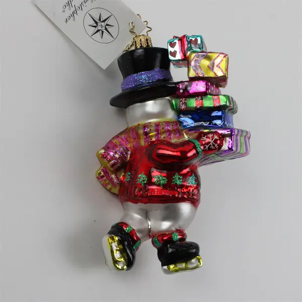 Christopher Radko Last Minute Shopper Snowman Blown Glass Ornament MPN 1011171