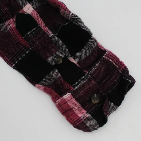 Time and Tru Women's Pink Black Plaid Button-Up Shirt XL 16-18