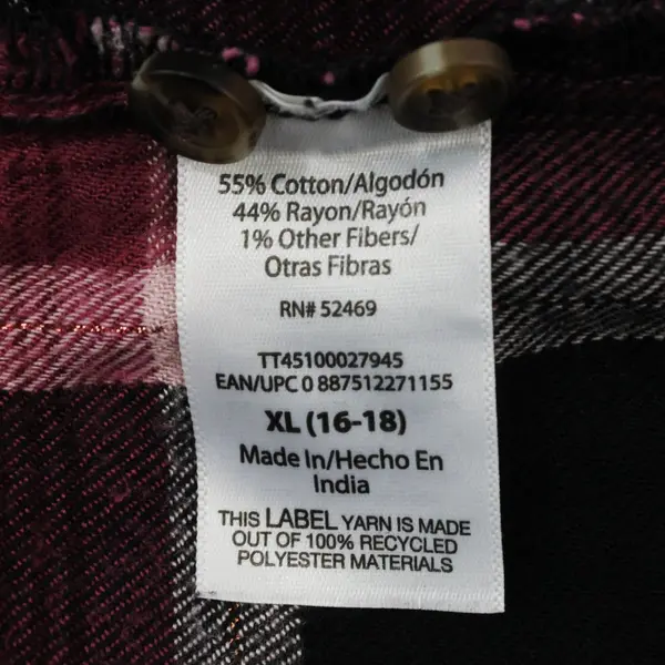 Time and Tru Women's Pink Black Plaid Button-Up Shirt XL 16-18