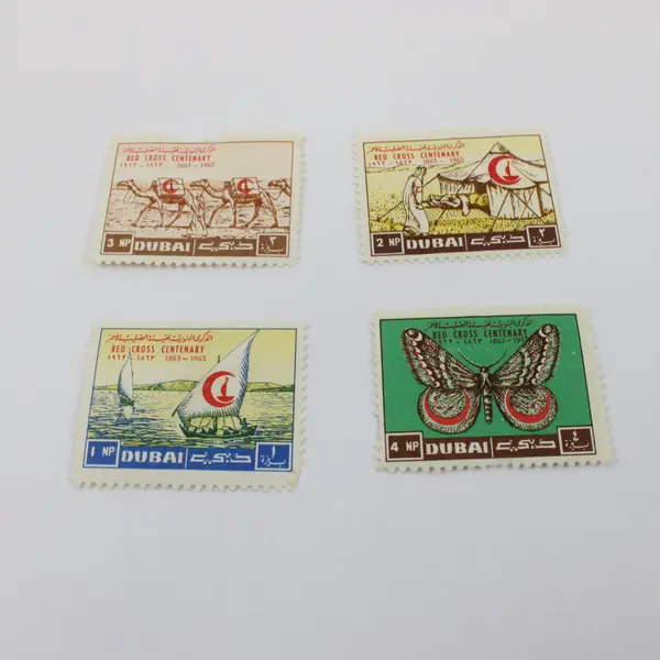Lot Of 4 Dubai 1963 Red Cross Centenary Stamps SC #18-21 Mint Hinged