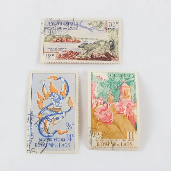 Lot Of 3 Laos 1960 Airmail Stamps Used CTO