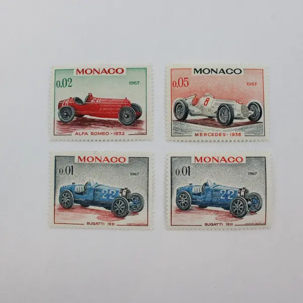 Set Of 4 Monaco 1967 Race Car Stamps SC #648-650 Mint Hinged