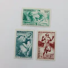 Lot Of 3 Monaco 1948 Olympics Stamps SC #204-206 Mint Hinged 