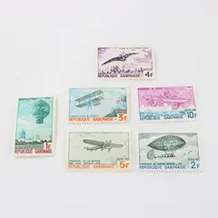 Set Of 6 Gabon 1973 Aviation History Stamps SC #311-316 Mint Hinged 