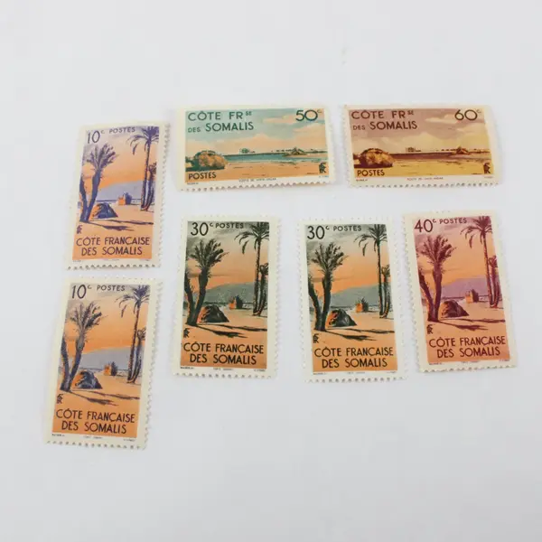 Lot of 7 French Somali Coast 1947 Stamps Mint Hinged 10c 30c 40c 50c 60c