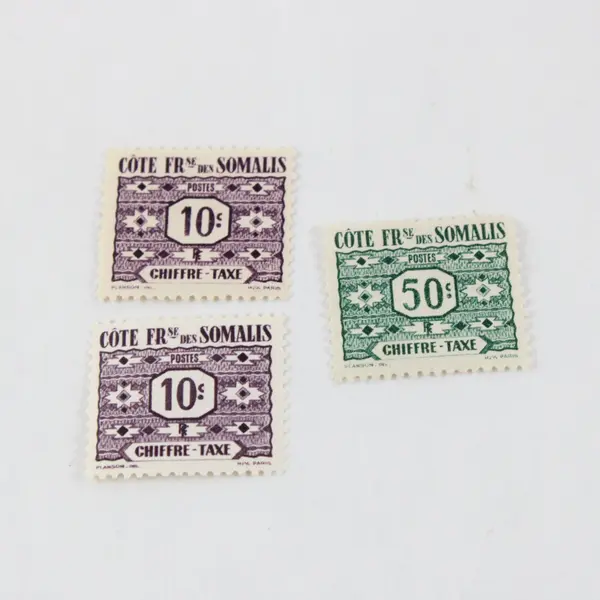 Lot Of 3 Somali Coast 1947 Postage Due Stamps SC #J13 #J39 Mint Hinged