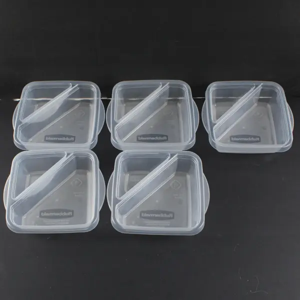 Rubbermaid Set of 5 Clear Divided Food Snack Containers