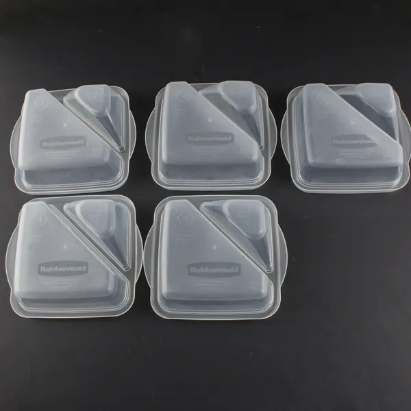 Rubbermaid Set of 5 Clear Divided Food Snack Containers