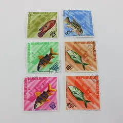 Lot Of 6 Togo 1967 1970 Fish Stamps SC #583-586 #C61-C62 Used CTO