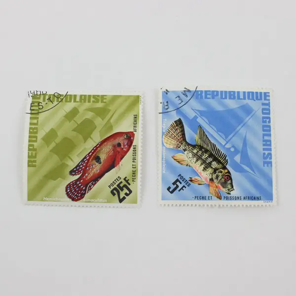 Lot Of 6 Togo 1967 1970 Fish Stamps SC #583-586 #C61-C62 Used CTO