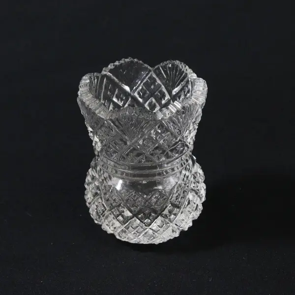 Westmoreland Fan Diamond Pressed Glass Toothpick Holder Clear 2.5in