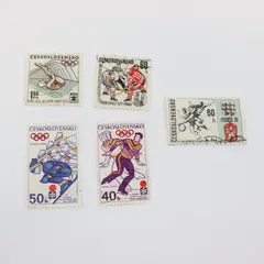 Lot of 5 Czechoslovakia Used CTO Stamps 1972 Olympics 1970 Mexico 70 Football