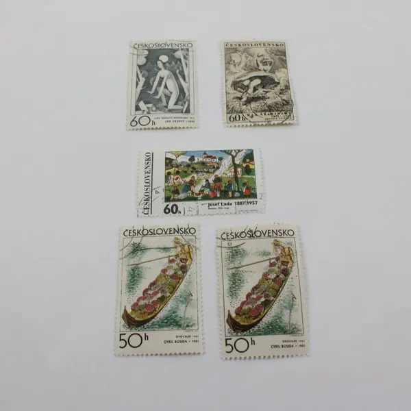 Lot Of 5 Czechoslovakia 1957-1973 Artwork Stamps Used
