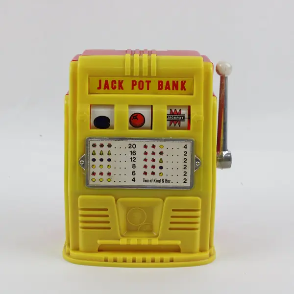Vintage 1970s Jack Pot Bank #110 Slot Machine Mechanical Bank Plastic Hong Kong