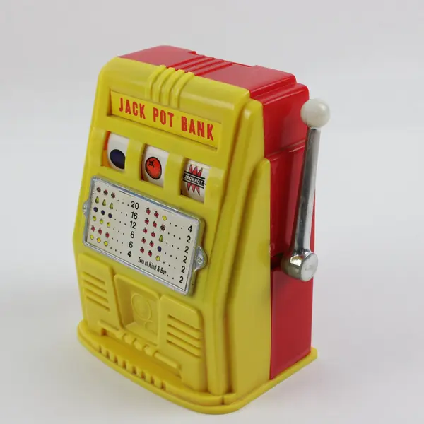 Vintage 1970s Jack Pot Bank #110 Slot Machine Mechanical Bank Plastic Hong Kong