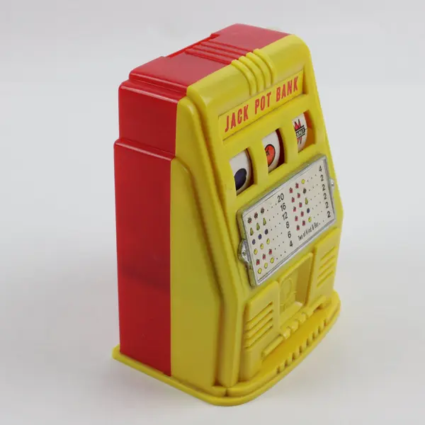 Vintage 1970s Jack Pot Bank #110 Slot Machine Mechanical Bank Plastic Hong Kong
