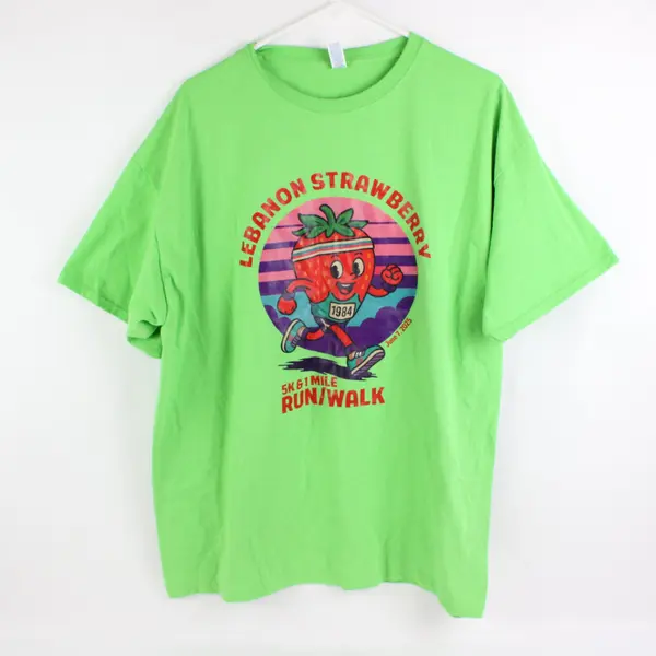 Jerzees Lebanon Strawberry Run 2025 Green Graphic T-Shirt Adult XL