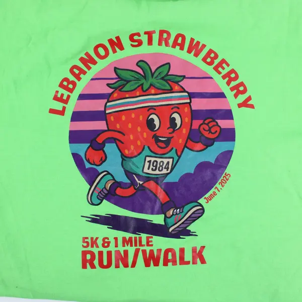 Jerzees Lebanon Strawberry Run 2025 Green Graphic T-Shirt Adult XL