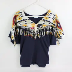 Southwestern Style Short Sleeve Top Women's Large FLAWED