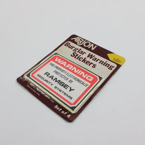Lot of 2 Packs (4 in each) Vintage Arjon Burglar Warning Stickers, Sealed #12 
