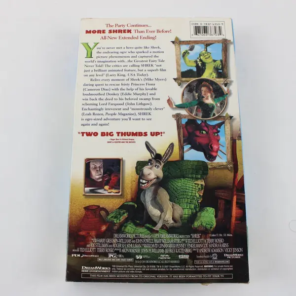 Shrek VHS Tape Special Edition Big Box 2001, DreamWorks #83670