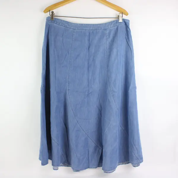 Charter Club Women's Denim Skirt Size 16 Blue Long A-Line Side Zip