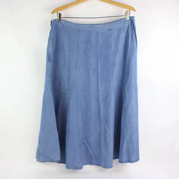 Charter Club Women's Denim Skirt Size 16 Blue Long A-Line Side Zip