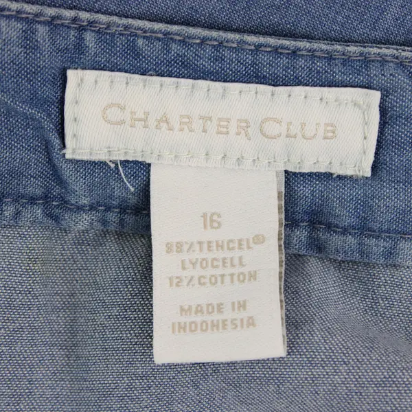 Charter Club Women's Denim Skirt Size 16 Blue Long A-Line Side Zip