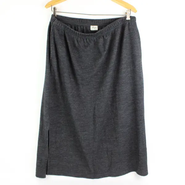 Norm Thompson Dark Grey Wool Blend Long Skirt XL