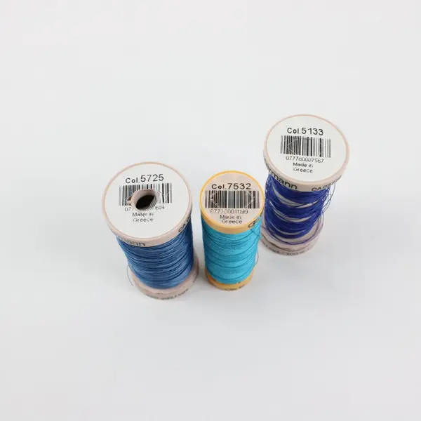 Lot of 6 Coats & Clark Gütermann Sewing Thread Spools Blue Turquoise