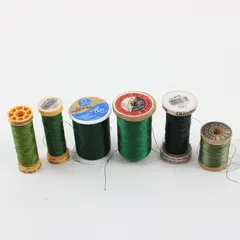 Lot of 6 Mixed Brand Green Sewing Thread Spools Gütermann Coats Richardson's