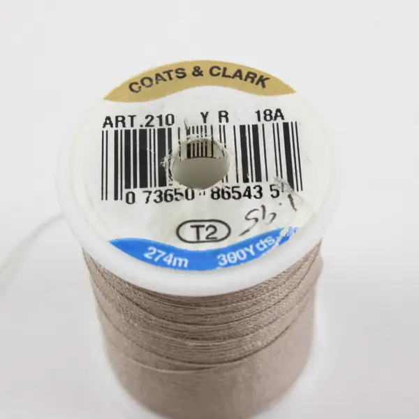 Lot of 5 Brown Light Gray Thread Spools Coats & Clark Mettler Quilting Crafts
