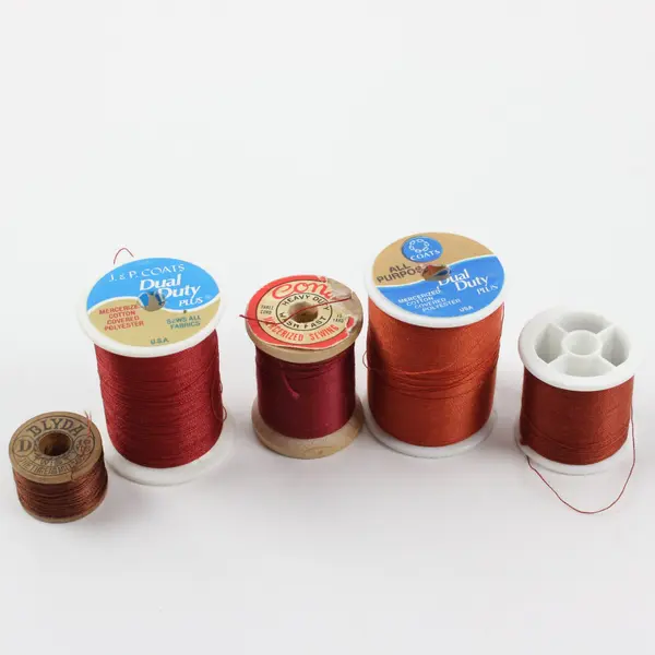 Lot of 5 Red Sewing Thread Spools Coats Blythe Quilting Crafting