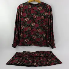 Pendleton Country Sophisticates Petite Floral Top Skirt Set Size 6 Burgundy
