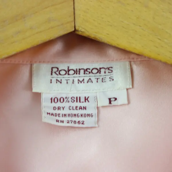 Robinsons Intimates Women's Petite Pink Silk Robe Vintage FLAWED