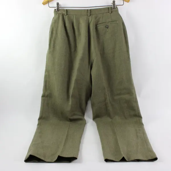 Lands' End Women's Petite Size 8 Army Green Wool Dress Pants Straight Leg