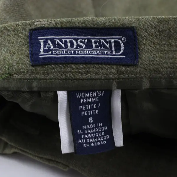 Lands' End Women's Petite Size 8 Army Green Wool Dress Pants Straight Leg