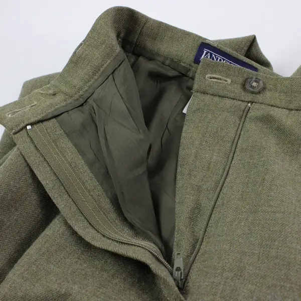 Lands' End Women's Petite Size 8 Army Green Wool Dress Pants Straight Leg