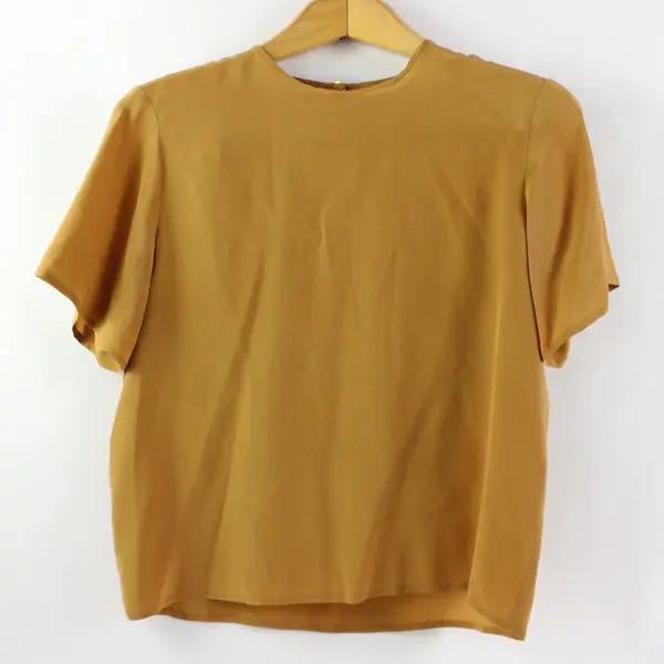 Laura & Jayne Mustard Silk Short Sleeve Blouse Women's Small