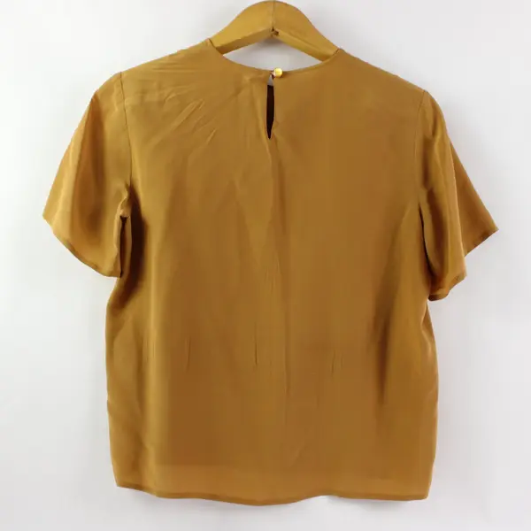 Laura & Jayne Mustard Silk Short Sleeve Blouse Women's Small