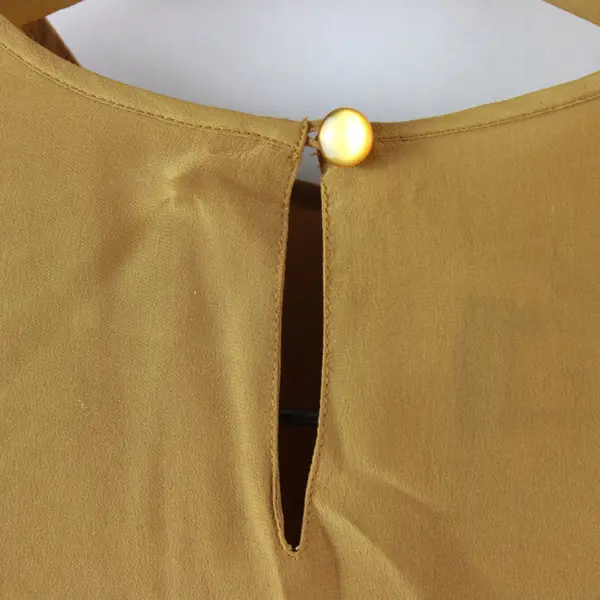 Laura & Jayne Mustard Silk Short Sleeve Blouse Women's Small