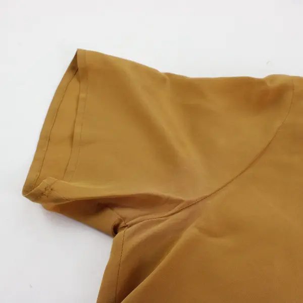 Laura & Jayne Mustard Silk Short Sleeve Blouse Women's Small
