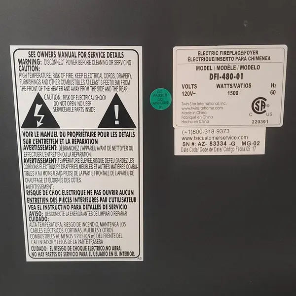 Duraflame DFI-480-01 Electric Fireplace Stove Heater 1500W Quartz