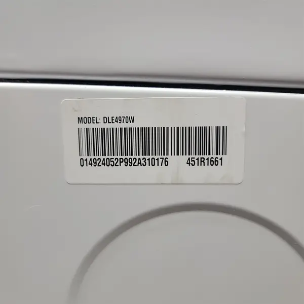 LG DLE4970W 7.3 Cu Ft Electric Dryer White Sensor Dry - Local Pickup Only