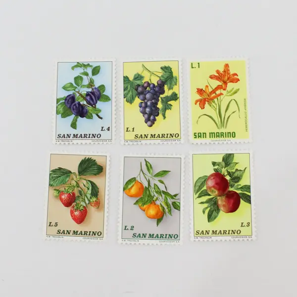 Lot Of 6 San Marino 1970s Fruit And Flowers Stamps Mint Hinged